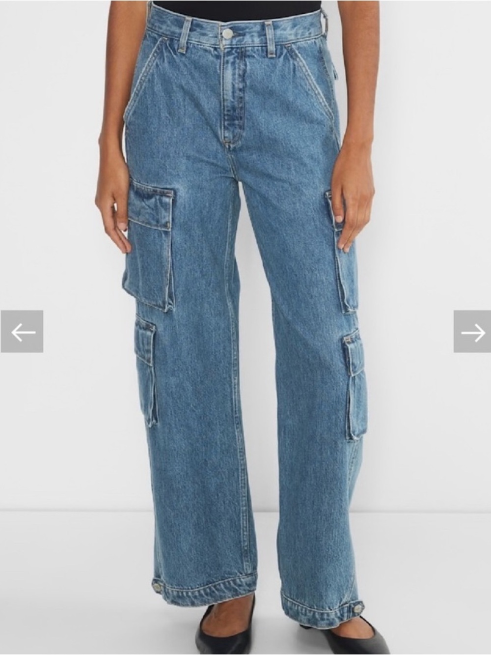Demin Forum 90s Millie Hi-Rise Grunge Cargo Utility Medium Wash Relaxed Jeans